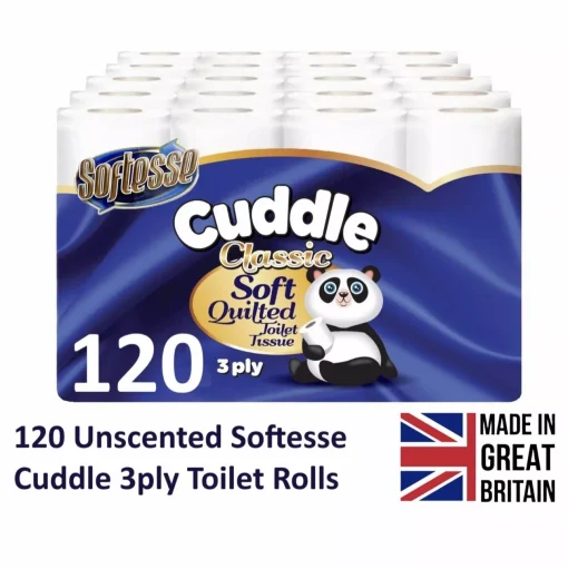 Soft Quilted Toilet Rolls, Super Quality Classic 3 Ply Toilet Tissue Unscented, Provide Ultimate Quilted Comfort - 120 Rolls